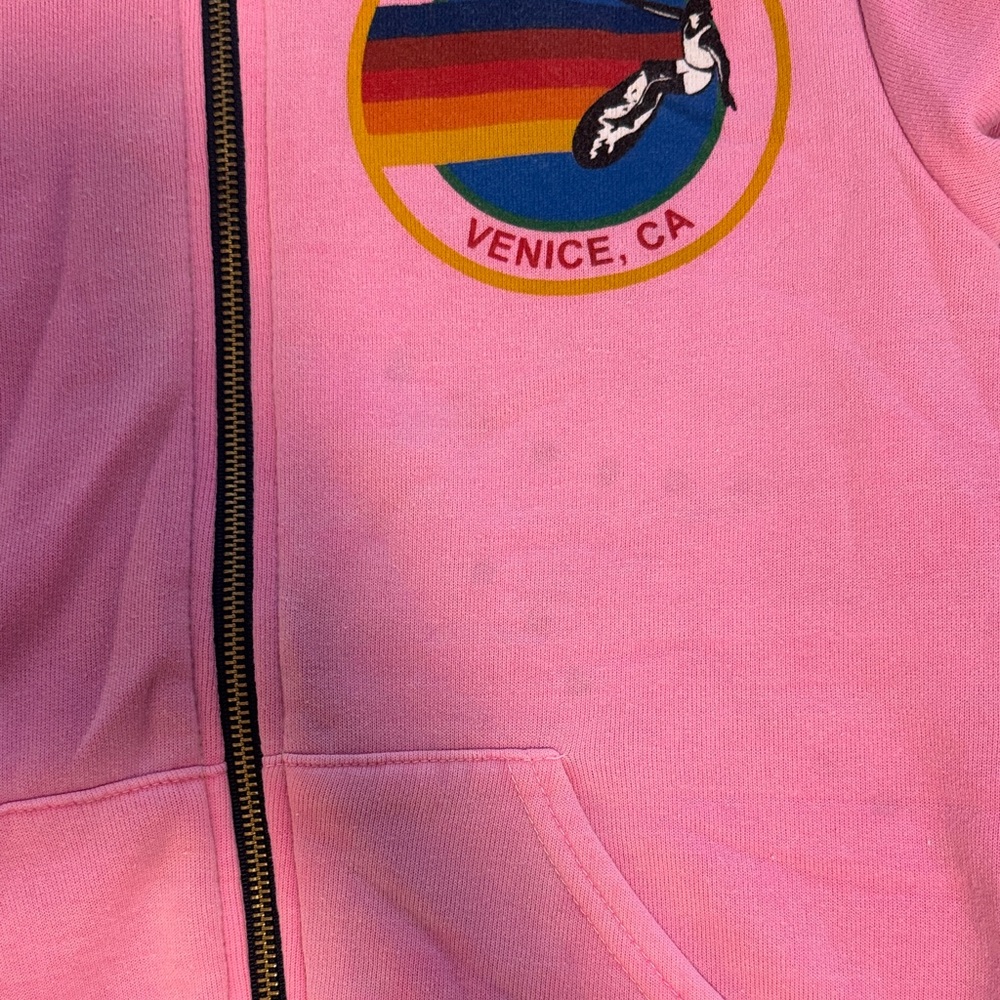 Aviator Nation Pink Zip Hoodie with Rainbow Logo - Picture 6 of 9